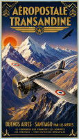 Affiche vintage aviation - Aéropostale Transandine