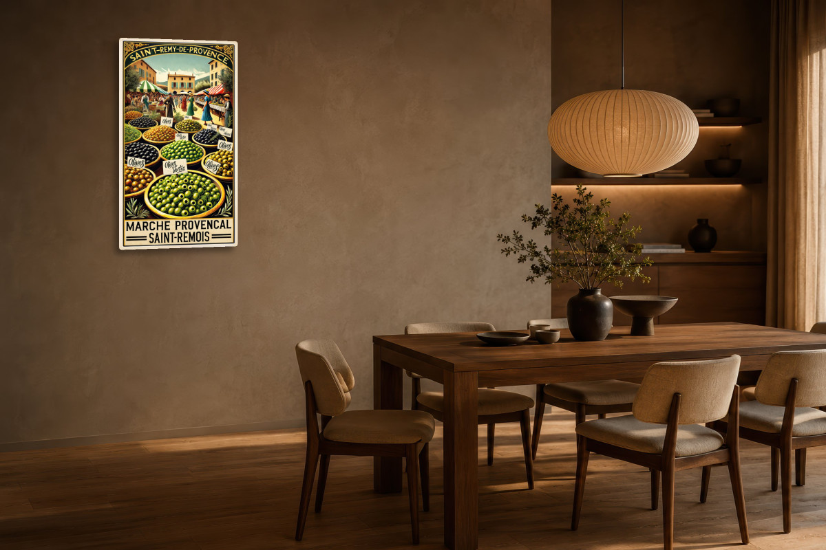 V03-10, Affiche vintage Provence - Marché Provençal : Les Olives de Saint-Rémy