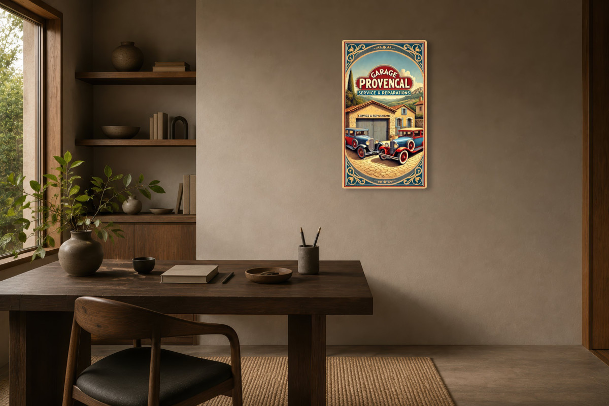 V03-12, Affiche vintage Provence - Garage Provençal - Service et Réparations Vintage