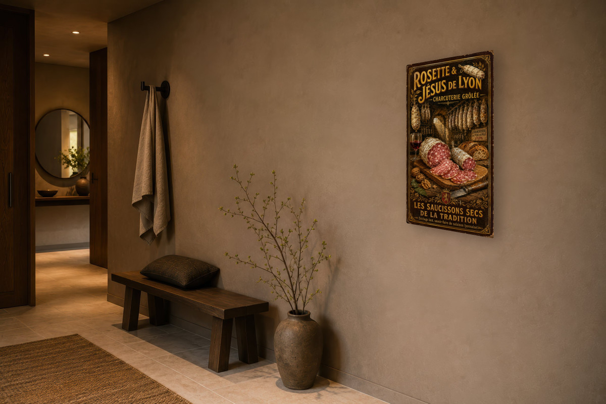 V03-16, Affiche vintage Lyon - Rosette & Jésus de Lyon - Charcuterie Grôlée
