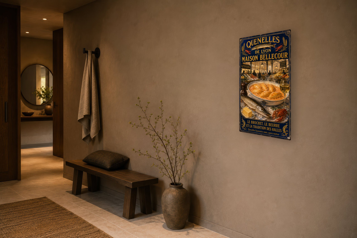 V03-16, Affiche vintage Lyon - Quenelles de Lyon - Maison Bellecour