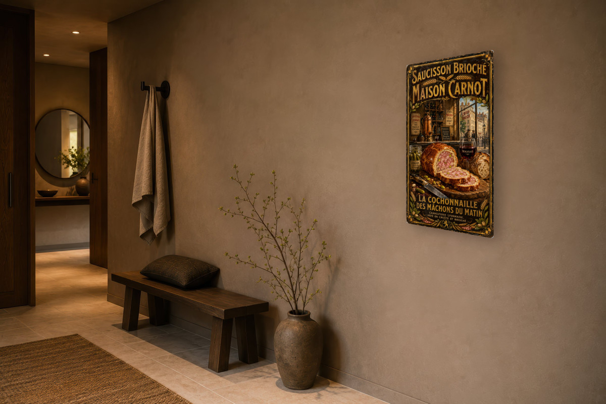 V03-16, Affiche vintage Lyon - Saucisson Brioché - Maison Carnot