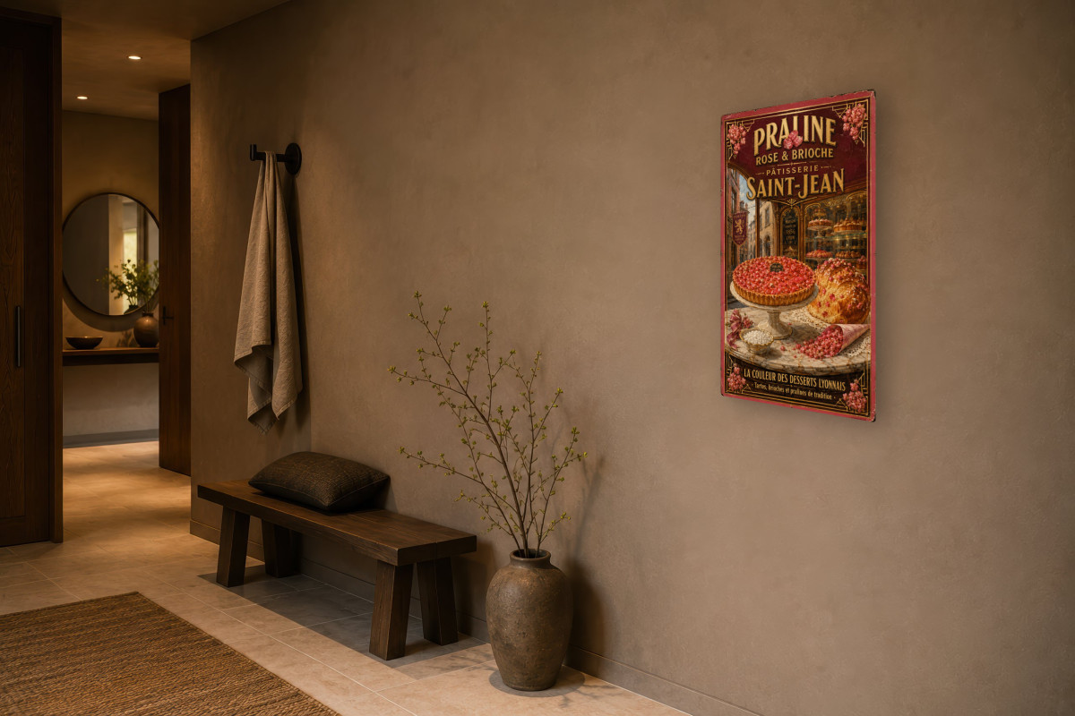 V03-16, Affiche vintage Lyon - Praline Rose & Brioche - Pâtisserie Saint-Jean