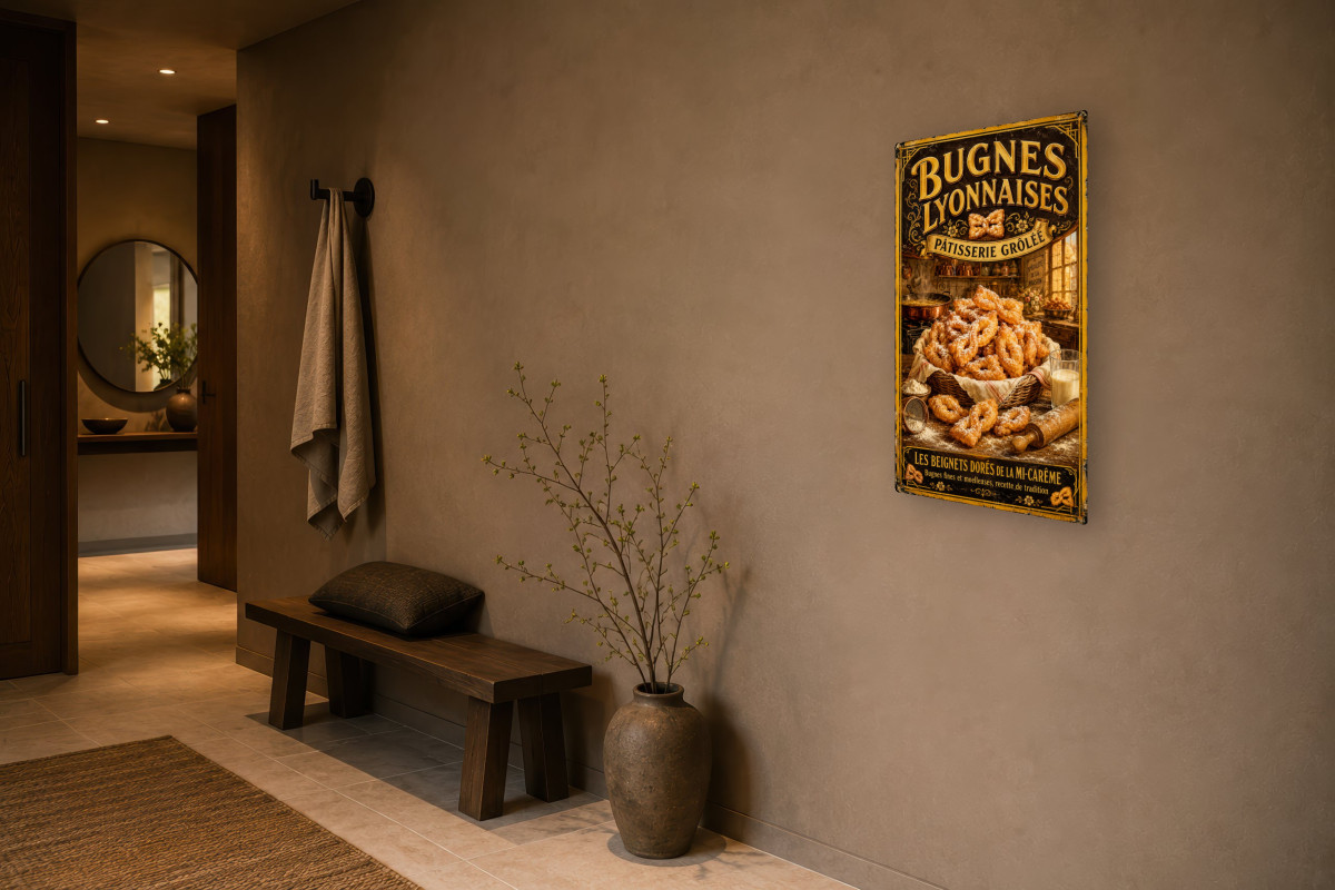 V03-16, Affiche vintage Lyon - Bugnes Lyonnaises - Pâtisserie Grôlée