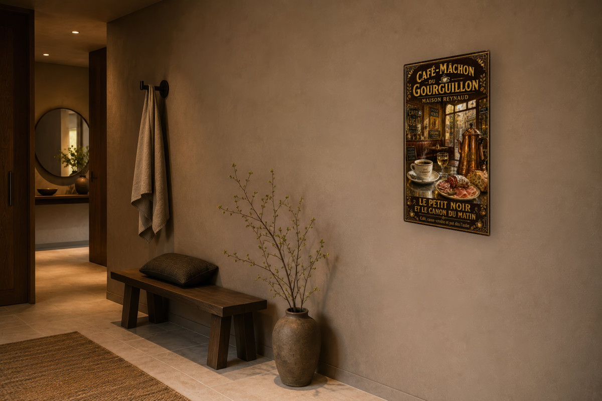 V03-16, Affiche vintage Lyon - Café-Mâchon du Gourguillon - Maison Reynaud