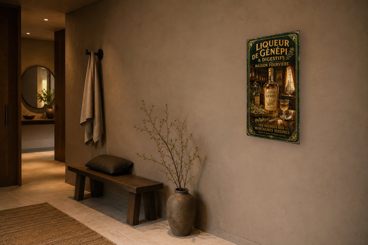 V03-16, Affiche vintage Lyon - Liqueur de Génépi & Digestifs - Maison Fourvière