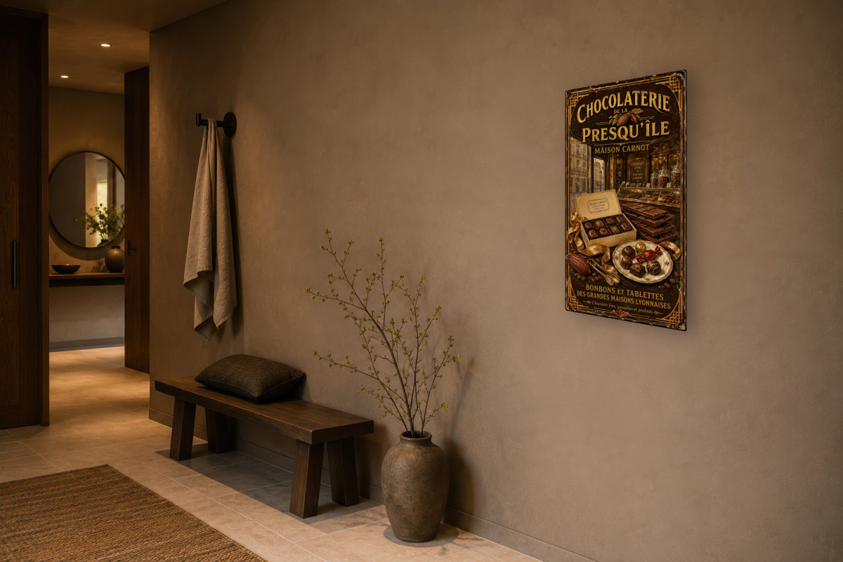 V03-16, Affiche vintage Lyon - Chocolaterie de la Presqu'île - Maison Carnot