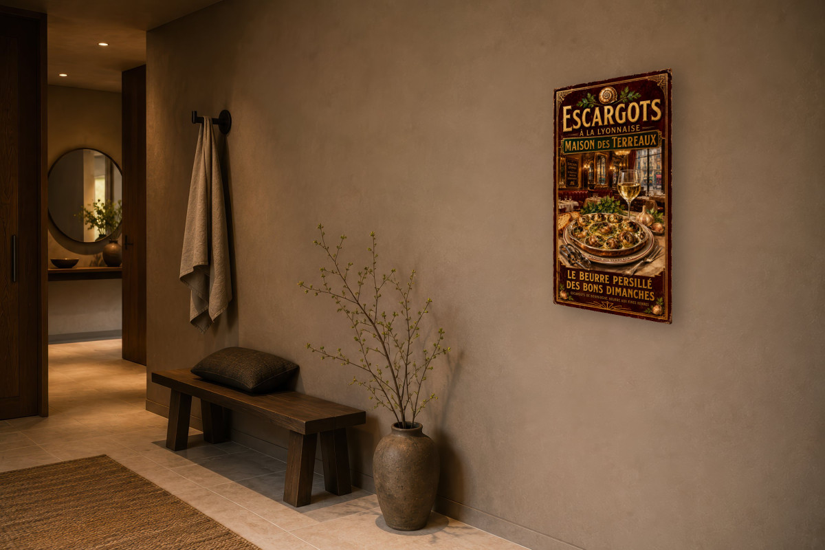 V03-16, Affiche vintage Lyon - Escargots à la Lyonnaise - Maison des Terreaux