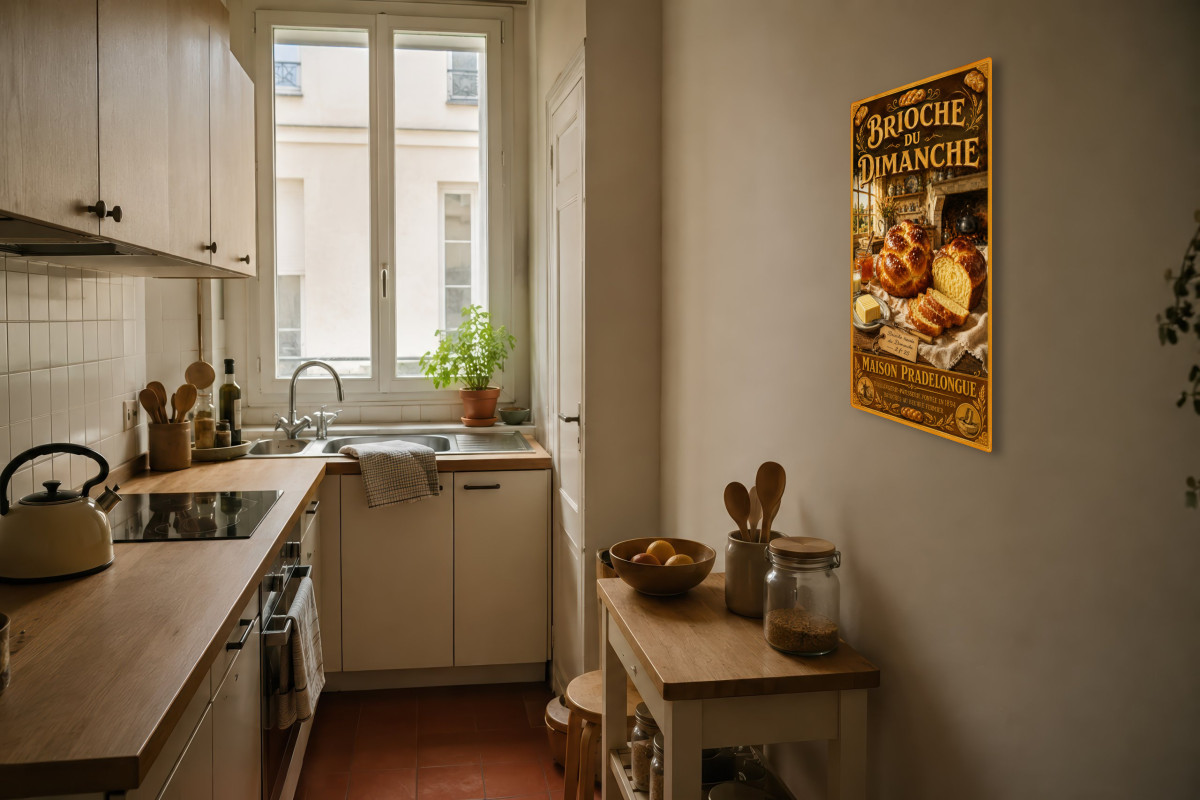 V04-04, Affiche vintage goûter - Brioche du Dimanche