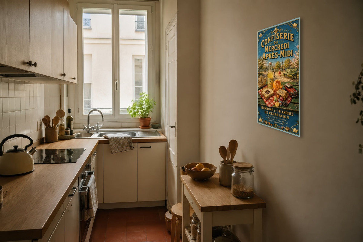 V04-04, Affiche vintage goûter - Confiserie du Mercredi Après-Midi