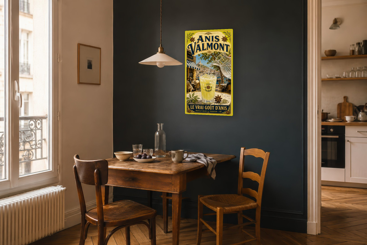 V04-05, Affiche vintage apéritif - Anis Valmont - Le Vrai Goût d’Anis