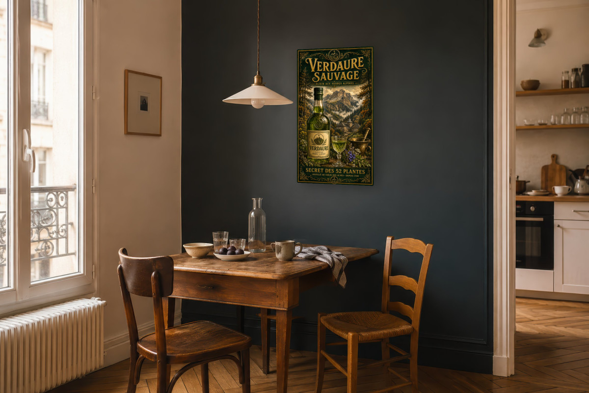 V04-05, Affiche vintage apéritif - Verdaure Sauvage - Secret des 52 Plantes