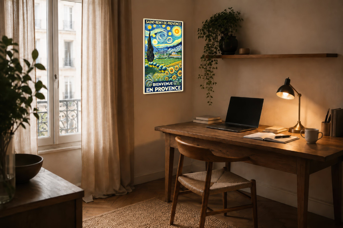 V04-16, Affiche vintage Provence - Saint-Rémy-de-Provence : Sous les Étoiles de Vincent