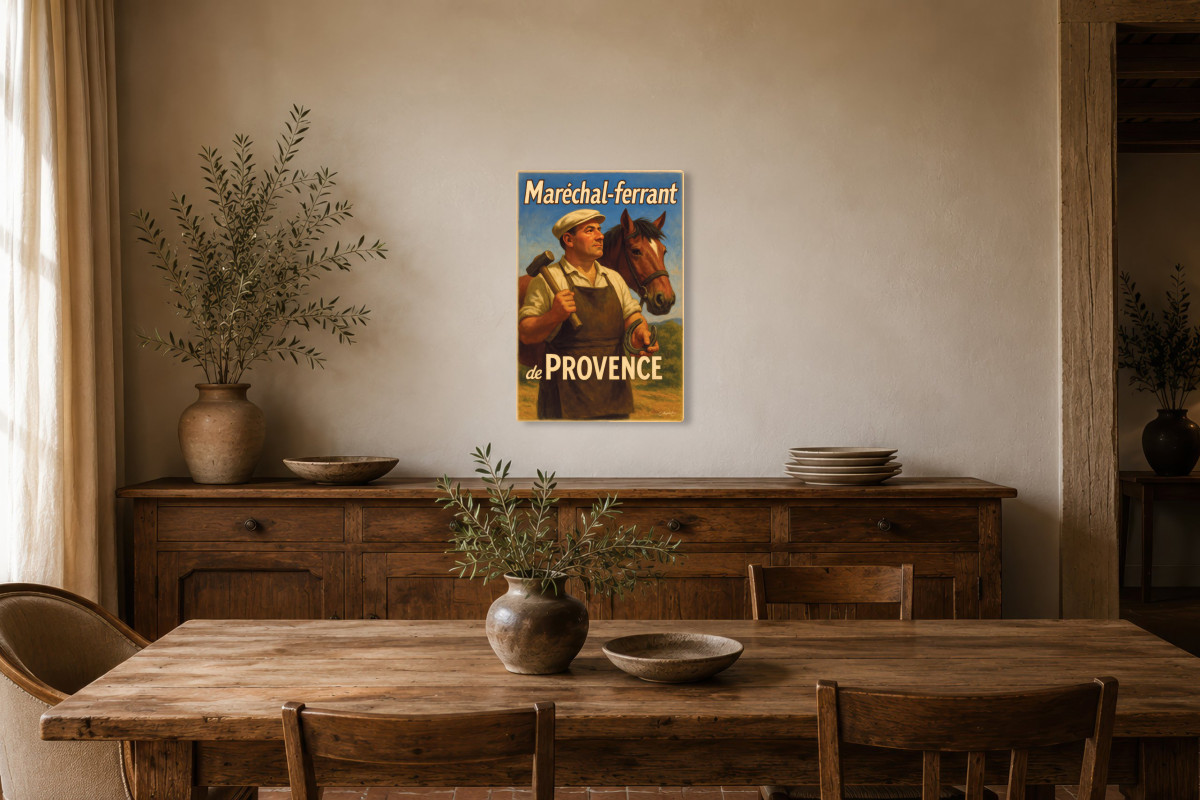 V01-01, Affiche vintage métiers anciens - Maréchal-ferrant de Provence