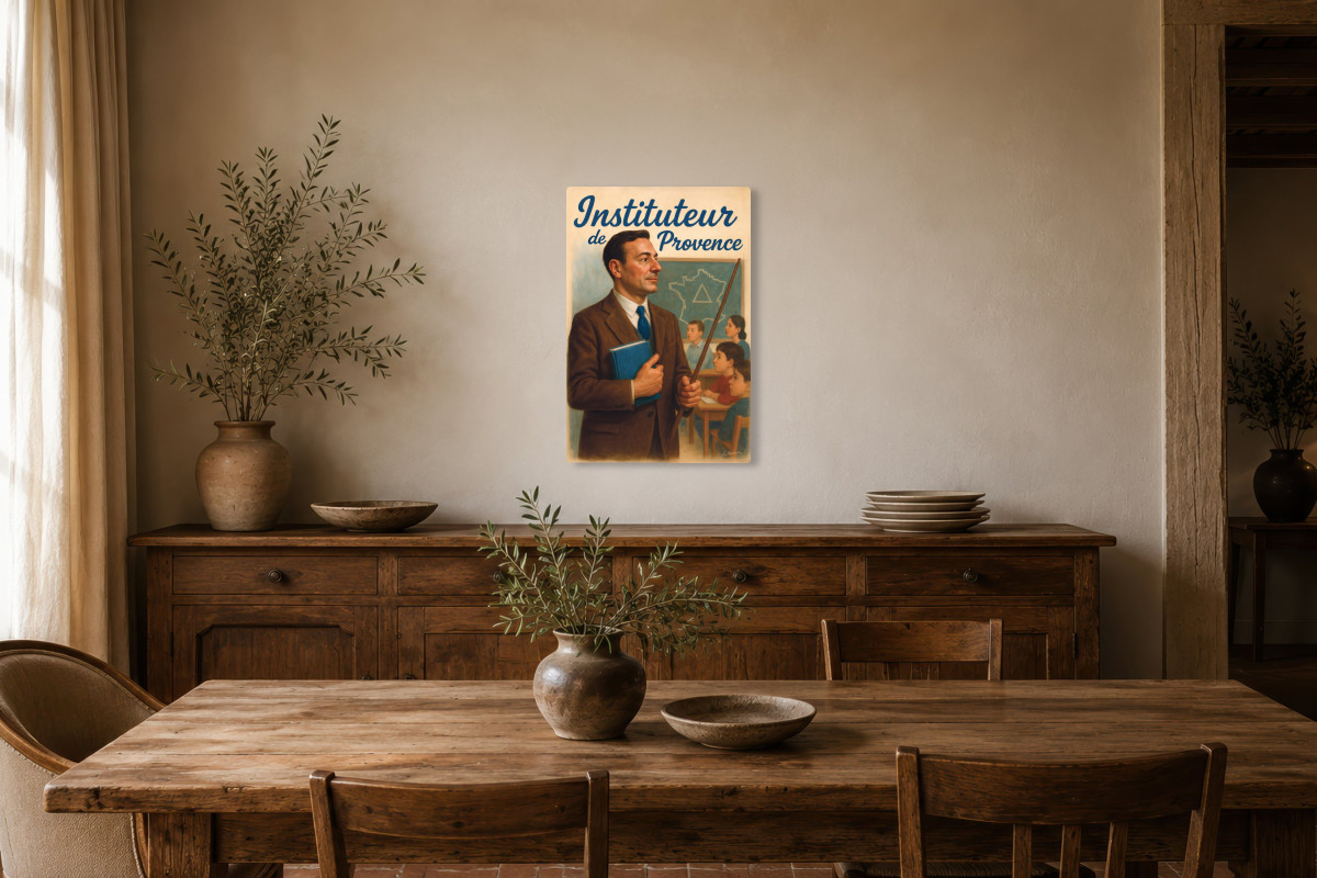 V01-01, Affiche vintage métiers anciens - Instituteur de Provence - L’école des enfants