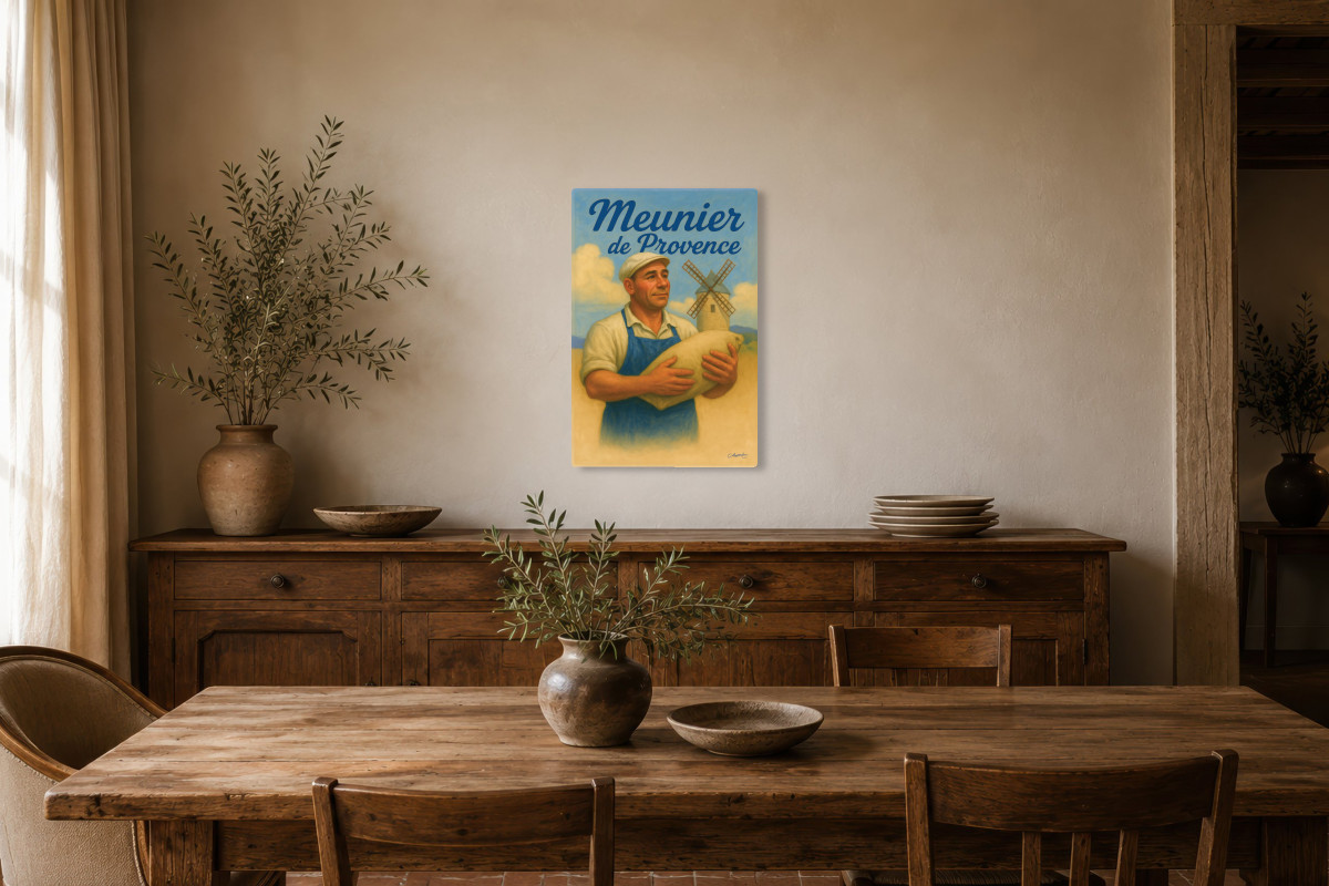 V01-01, Affiche vintage métiers anciens - Meunier de Provence