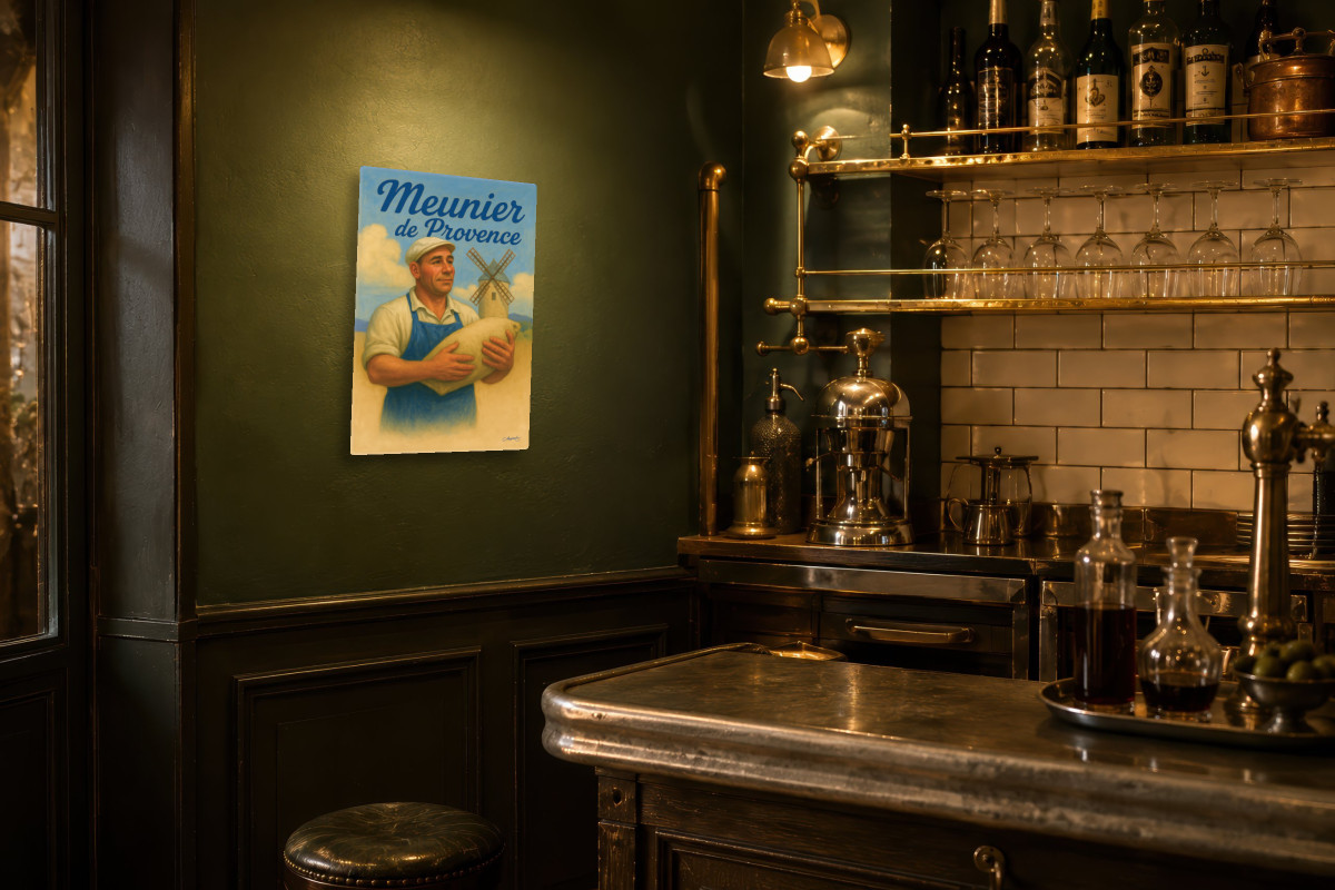 V02-02, Affiche vintage métiers anciens - Meunier de Provence