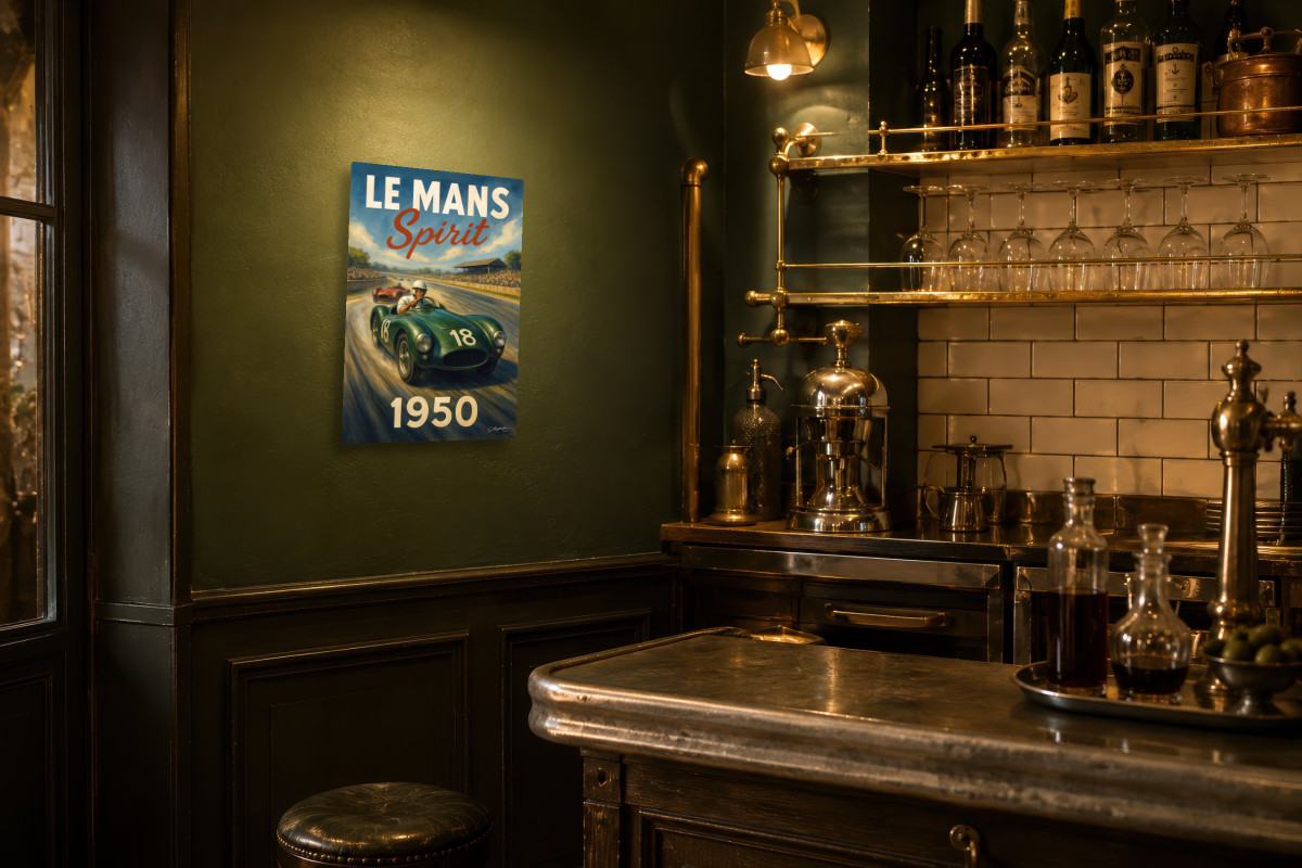 V02-02, Affiche vintage sport - Course Le Mans Spirit 1950