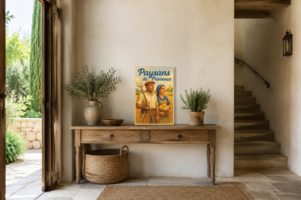 V01-17, Affiche vintage métiers anciens - Paysans de Provence