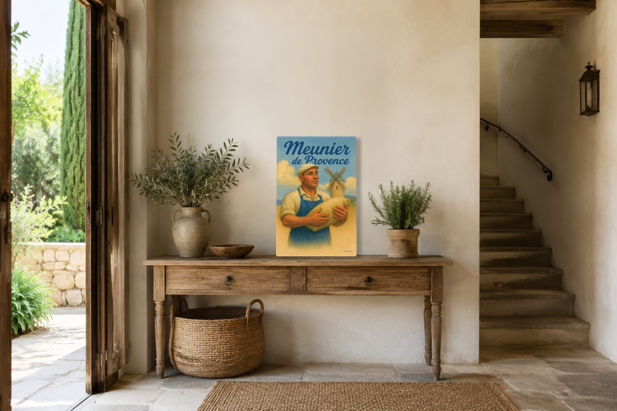 V01-17, Affiche vintage métiers anciens - Meunier de Provence
