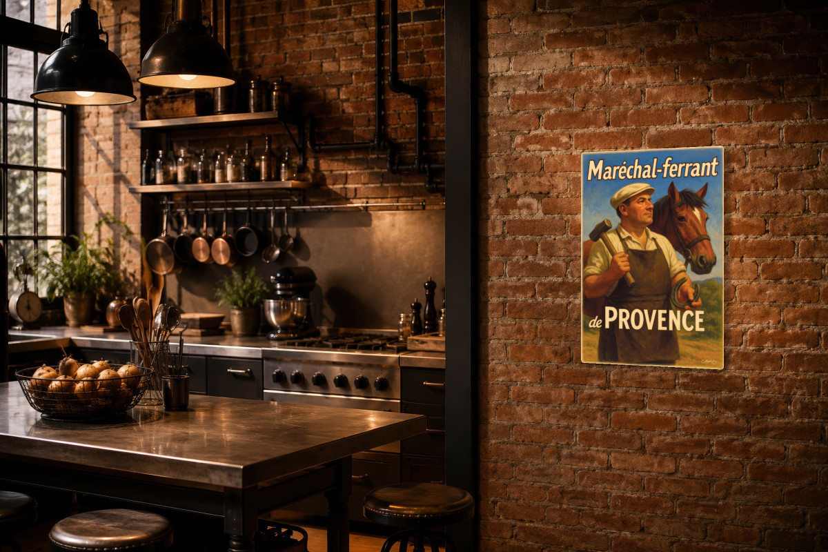 V02-03, Affiche vintage métiers anciens - Maréchal-ferrant de Provence