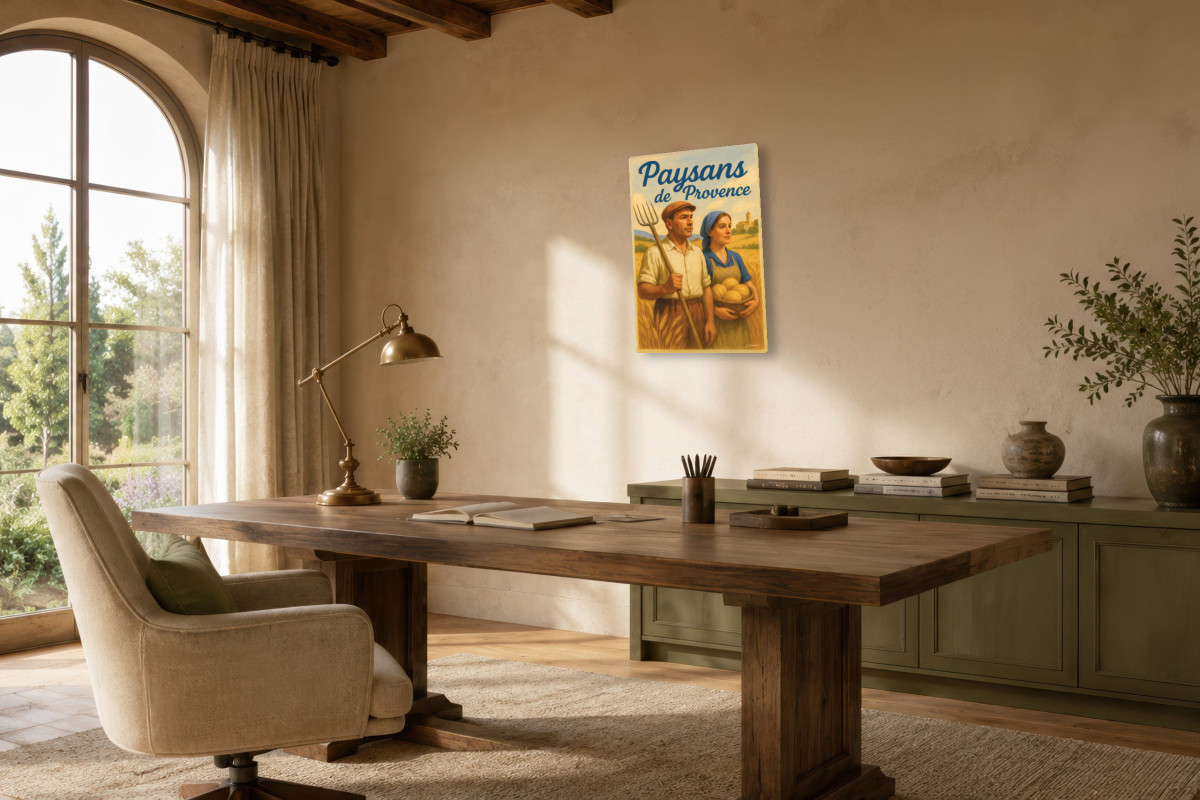 V01-08, Affiche vintage métiers anciens - Paysans de Provence
