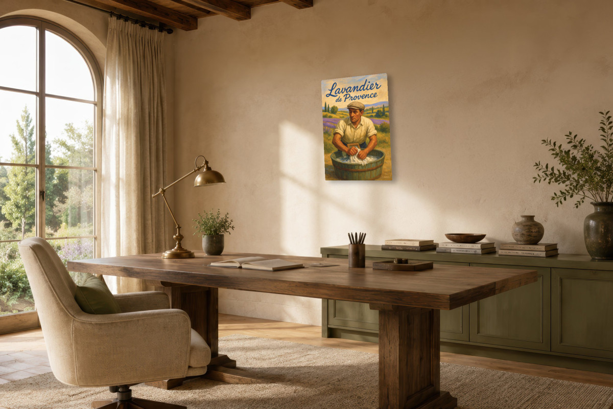 V01-08, Affiche vintage métiers anciens - Lavandier de Provence - Le geste ancien