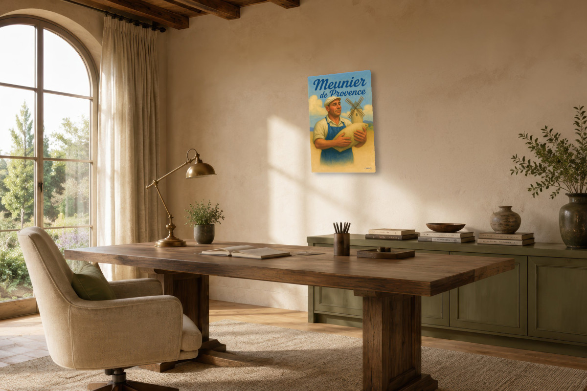 V01-08, Affiche vintage métiers anciens - Meunier de Provence