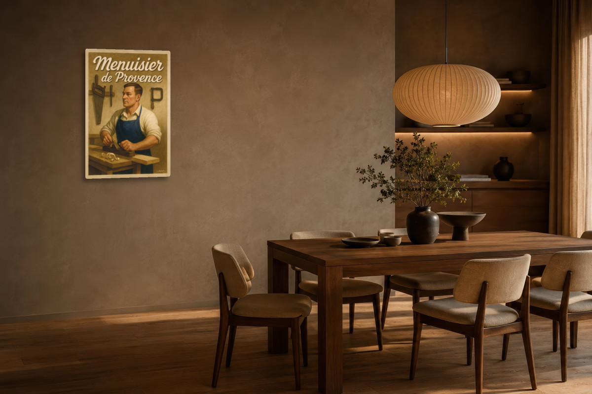 V03-10, Affiche vintage métiers anciens - Menuisier de Provence