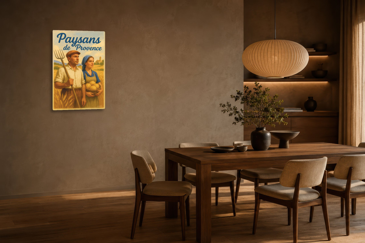 V03-10, Affiche vintage métiers anciens - Paysans de Provence