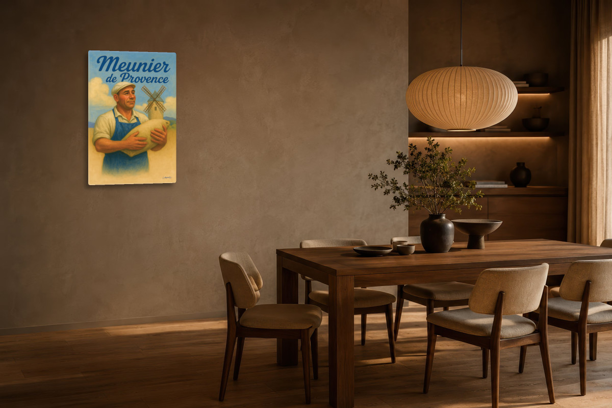 V03-10, Affiche vintage métiers anciens - Meunier de Provence