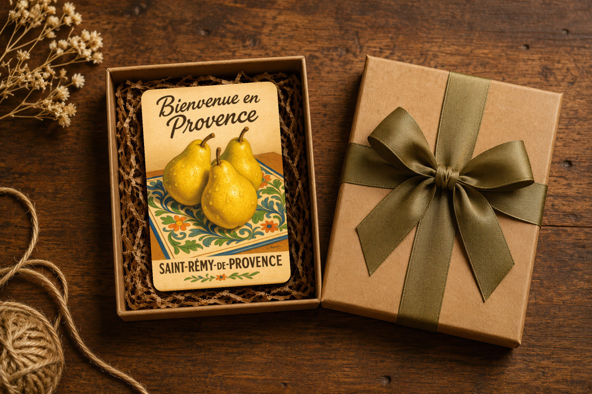 Mockup magnet 01 — Magnet Douceur d’automne – Poire dorée de Provence