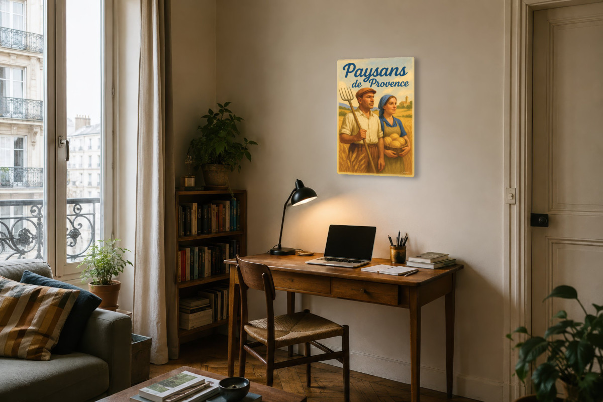 V04-10, Affiche vintage métiers anciens - Paysans de Provence