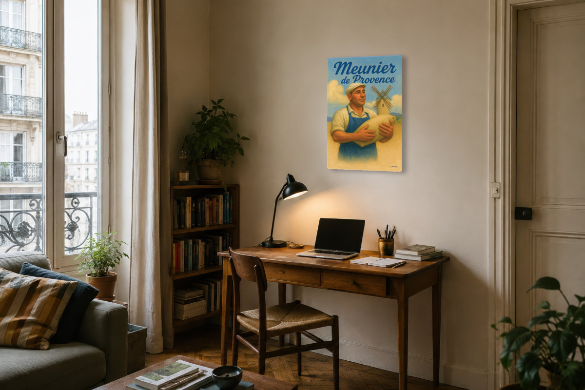 V04-10, Affiche vintage métiers anciens - Meunier de Provence