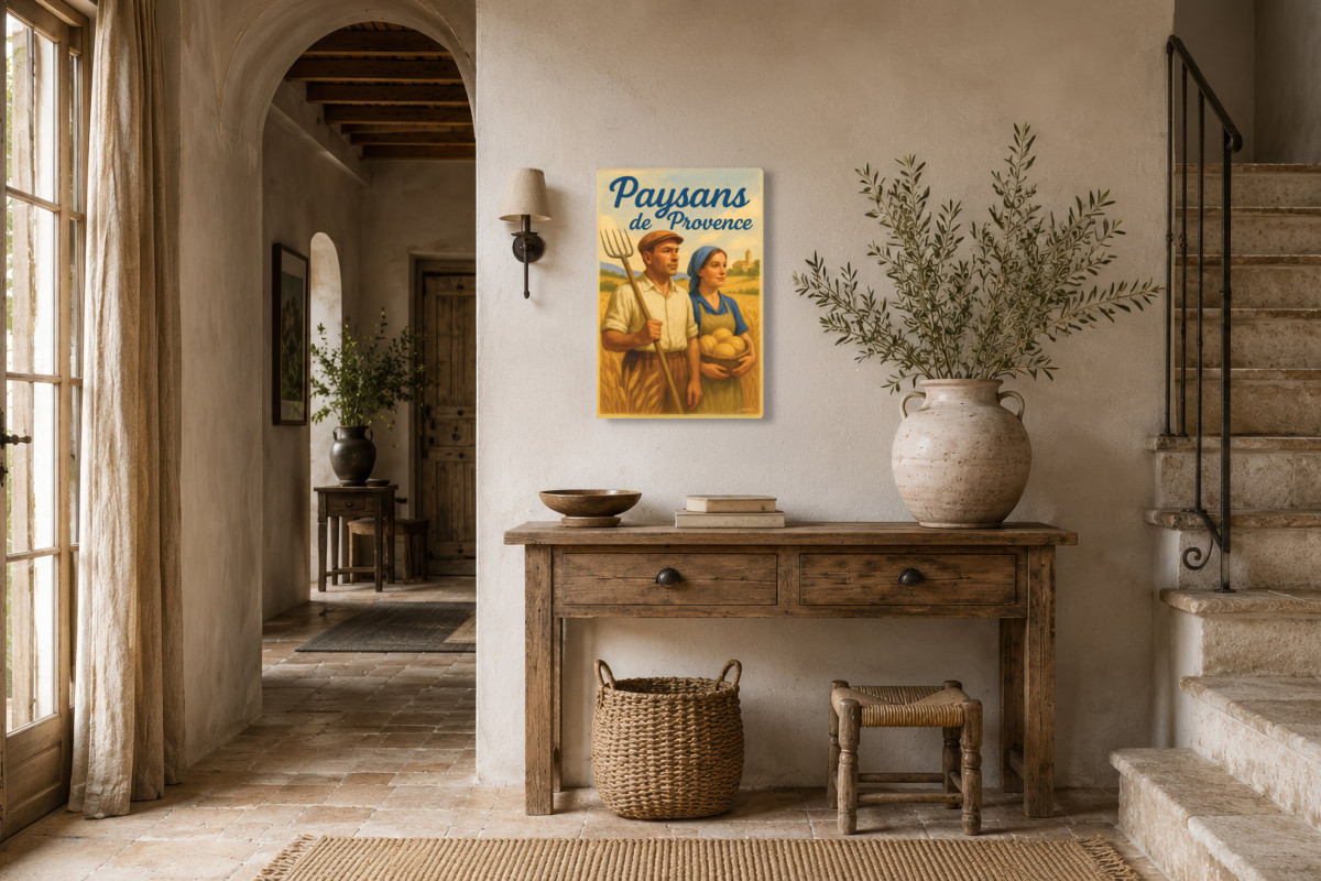 V01-14, Affiche vintage métiers anciens - Paysans de Provence