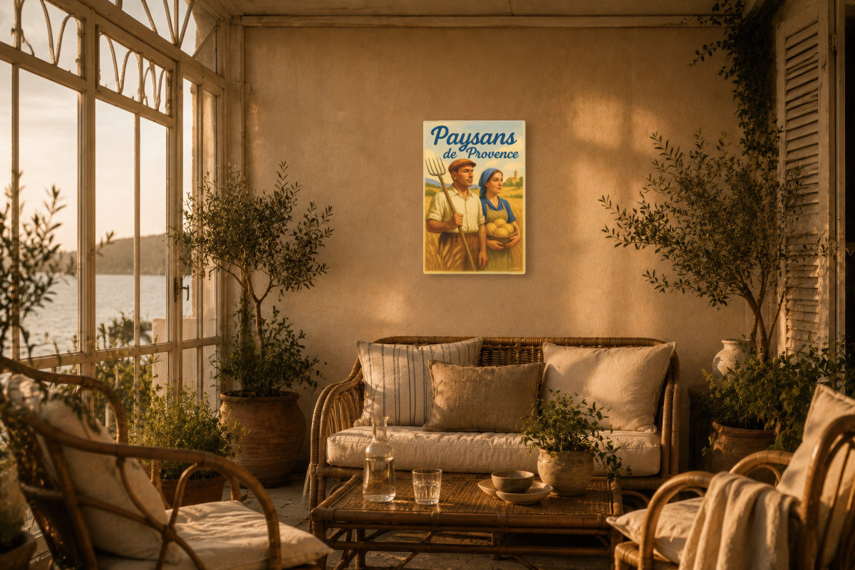 V02-22, Affiche vintage métiers anciens - Paysans de Provence