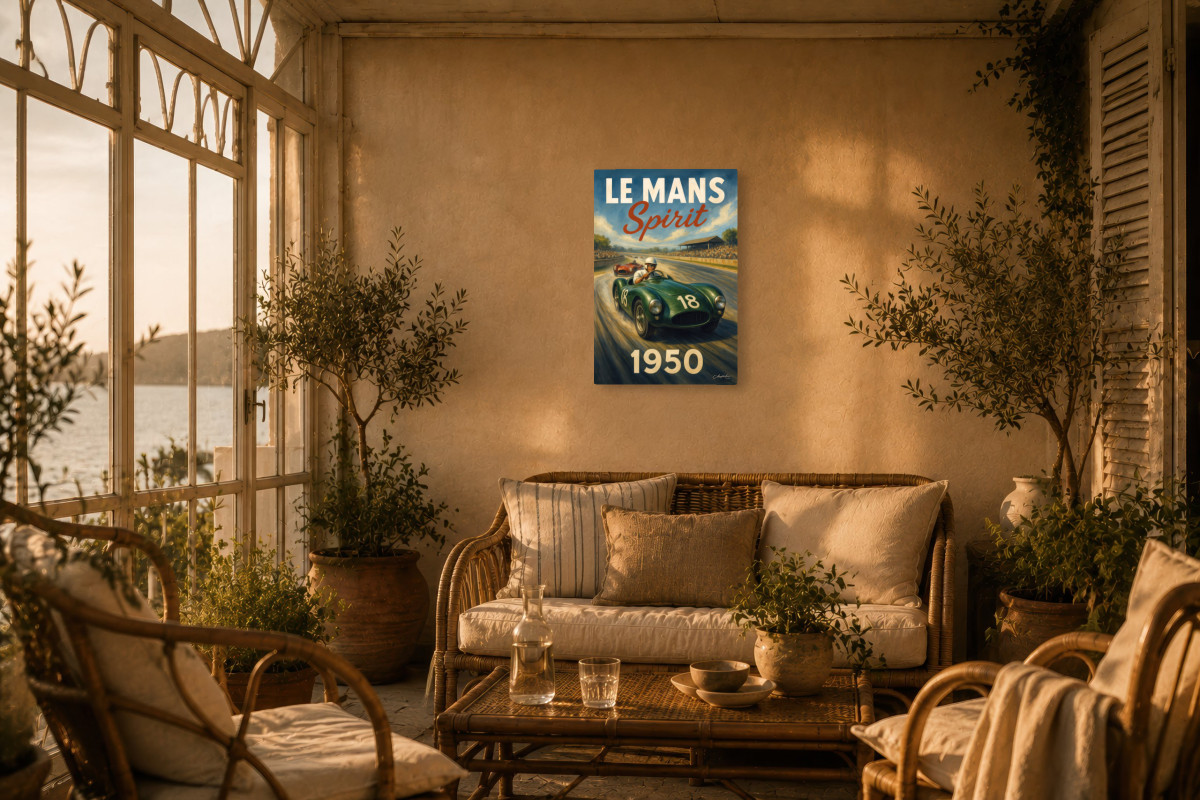 V02-22, Affiche vintage sport - Course Le Mans Spirit 1950
