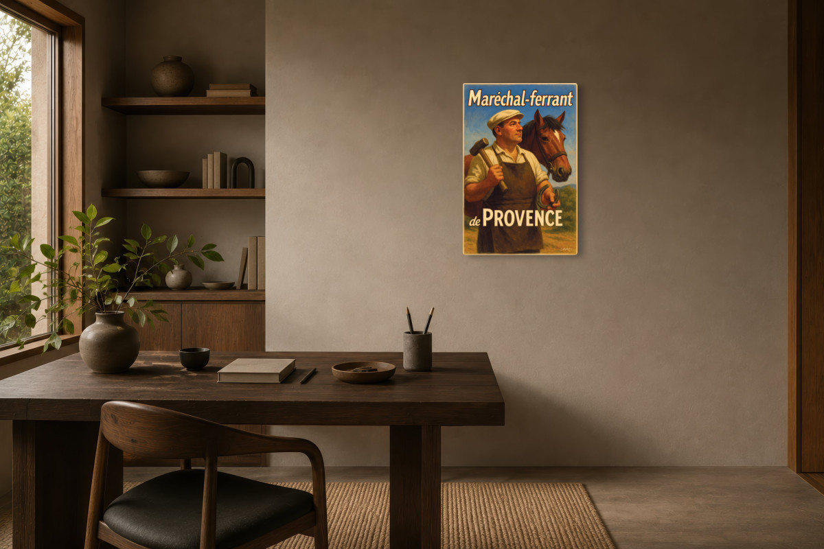 V03-12, Affiche vintage métiers anciens - Maréchal-ferrant de Provence