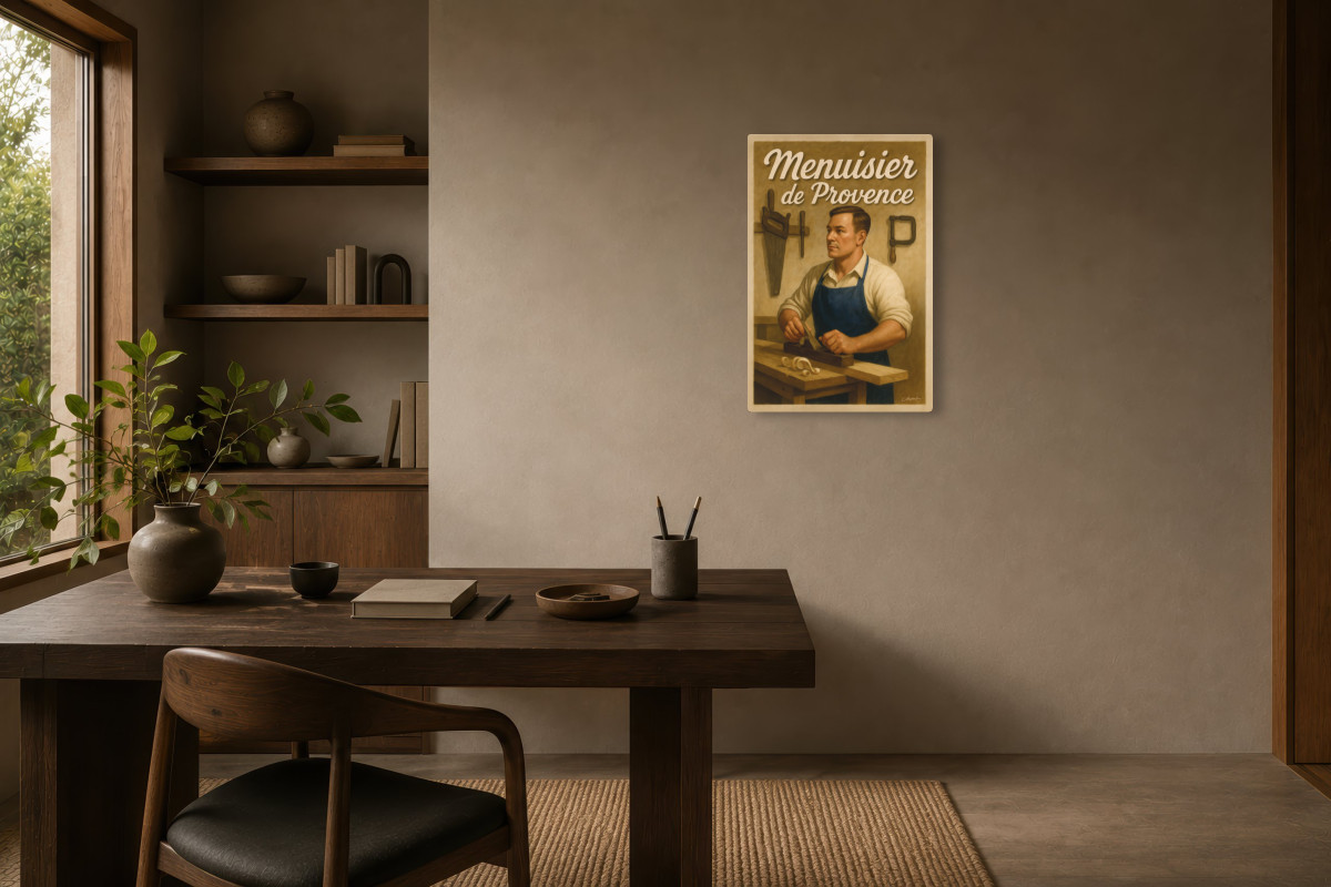 V03-12, Affiche vintage métiers anciens - Menuisier de Provence