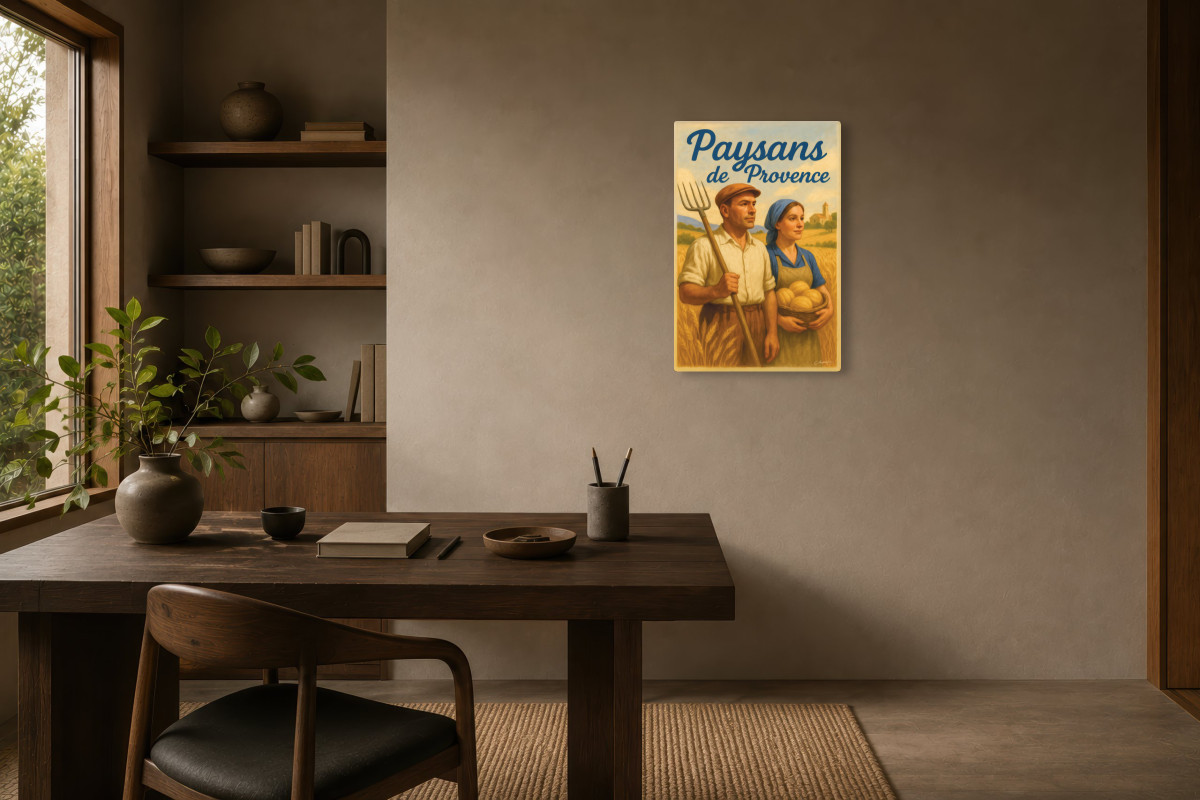 V03-12, Affiche vintage métiers anciens - Paysans de Provence