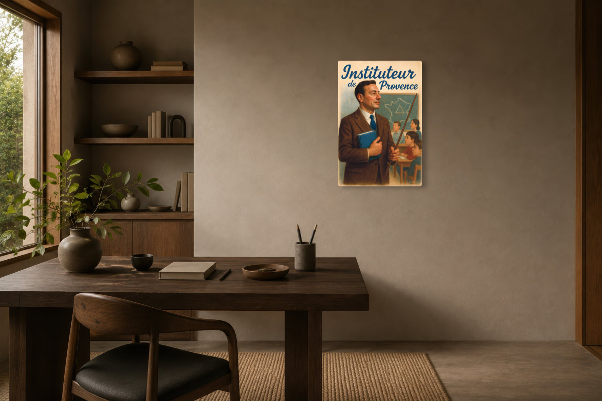 V03-12, Affiche vintage métiers anciens - Instituteur de Provence - L’école des enfants