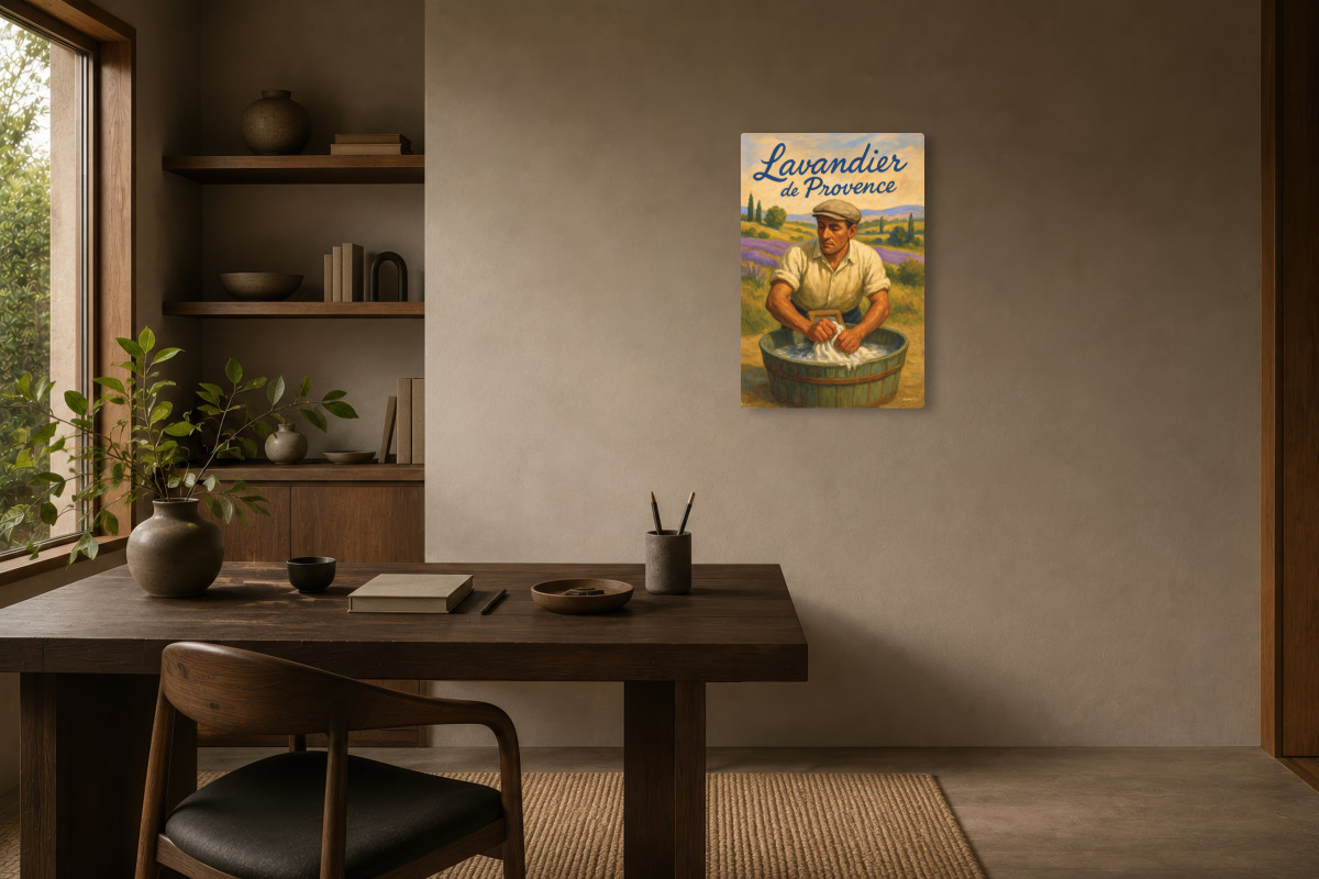 V03-12, Affiche vintage métiers anciens - Lavandier de Provence - Le geste ancien