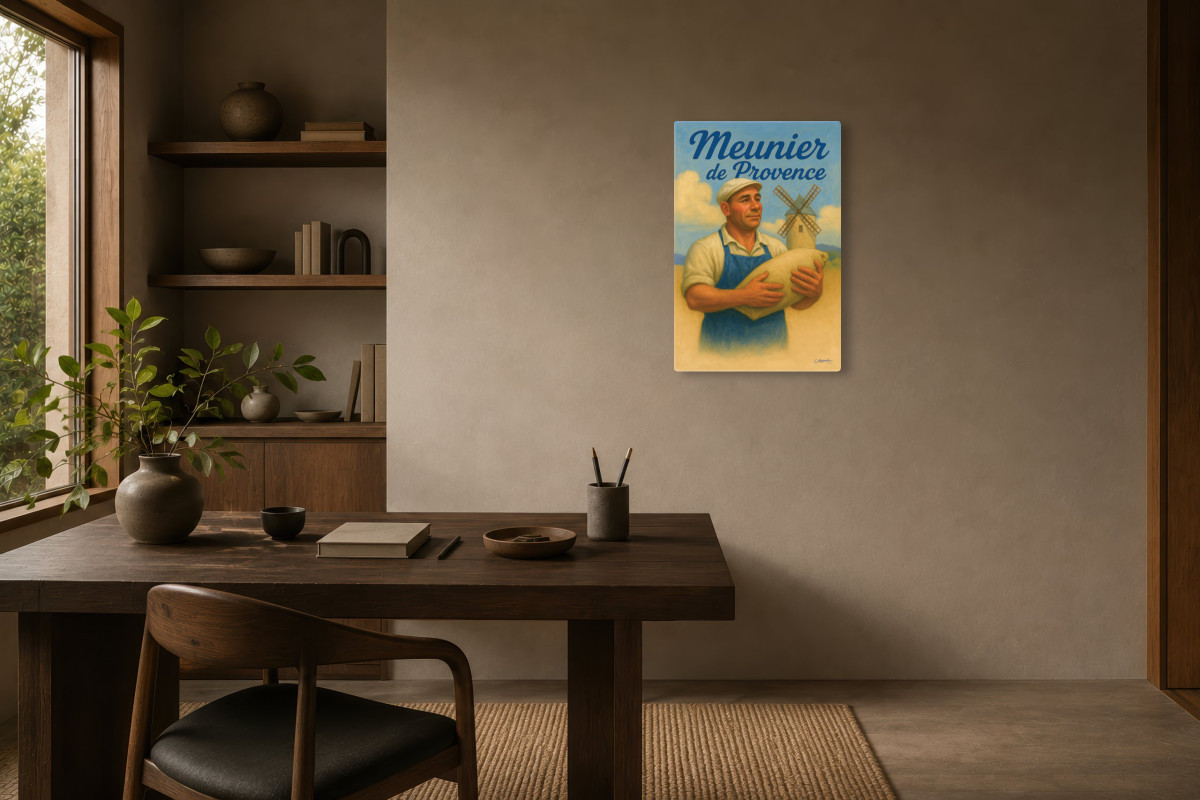 V03-12, Affiche vintage métiers anciens - Meunier de Provence