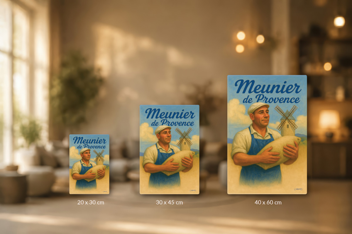Collection 40x60, Affiche vintage métiers anciens - Meunier de Provence