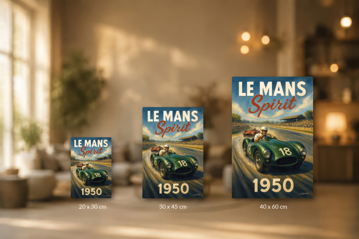 Collection 40x60, Affiche vintage sport - Course Le Mans Spirit 1950