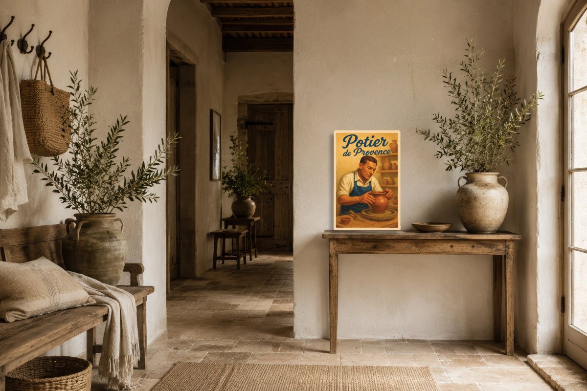 V01-13, Affiche vintage métiers anciens - Potier de Provence