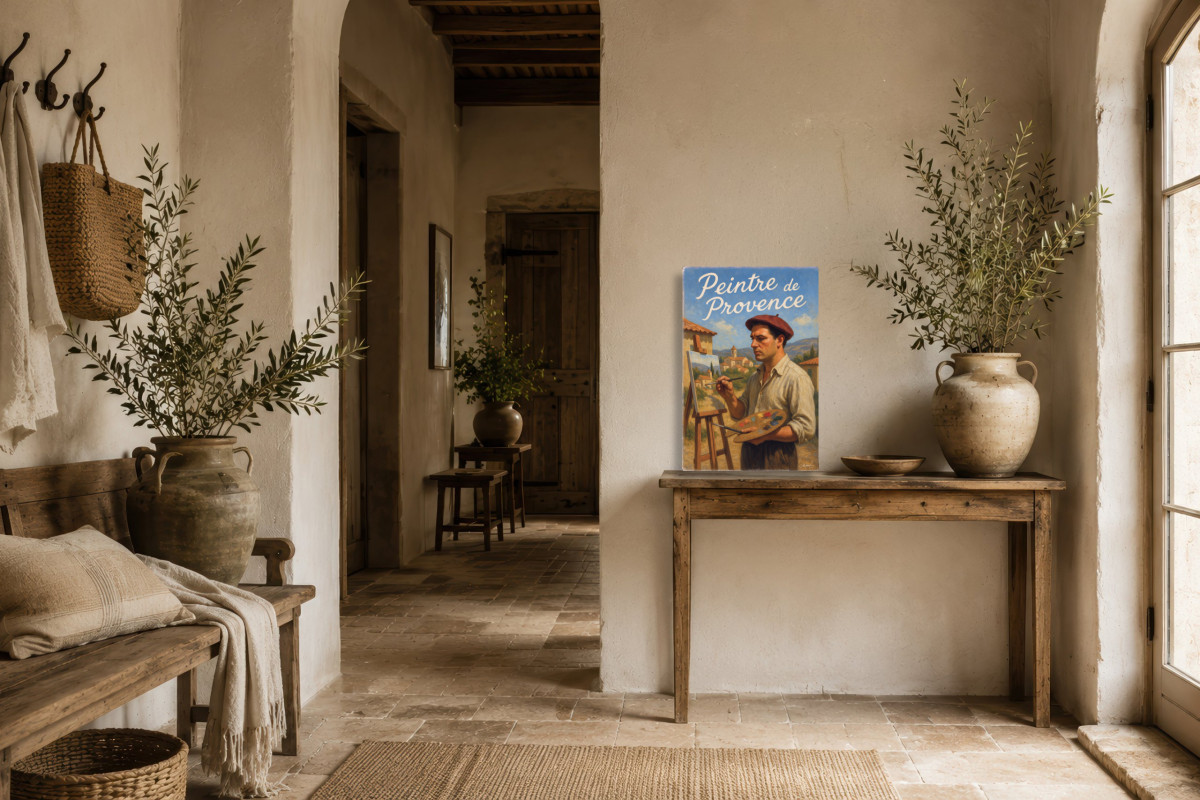 V01-13, Affiche vintage métiers anciens - Peintre de Provence - L’œil et la main