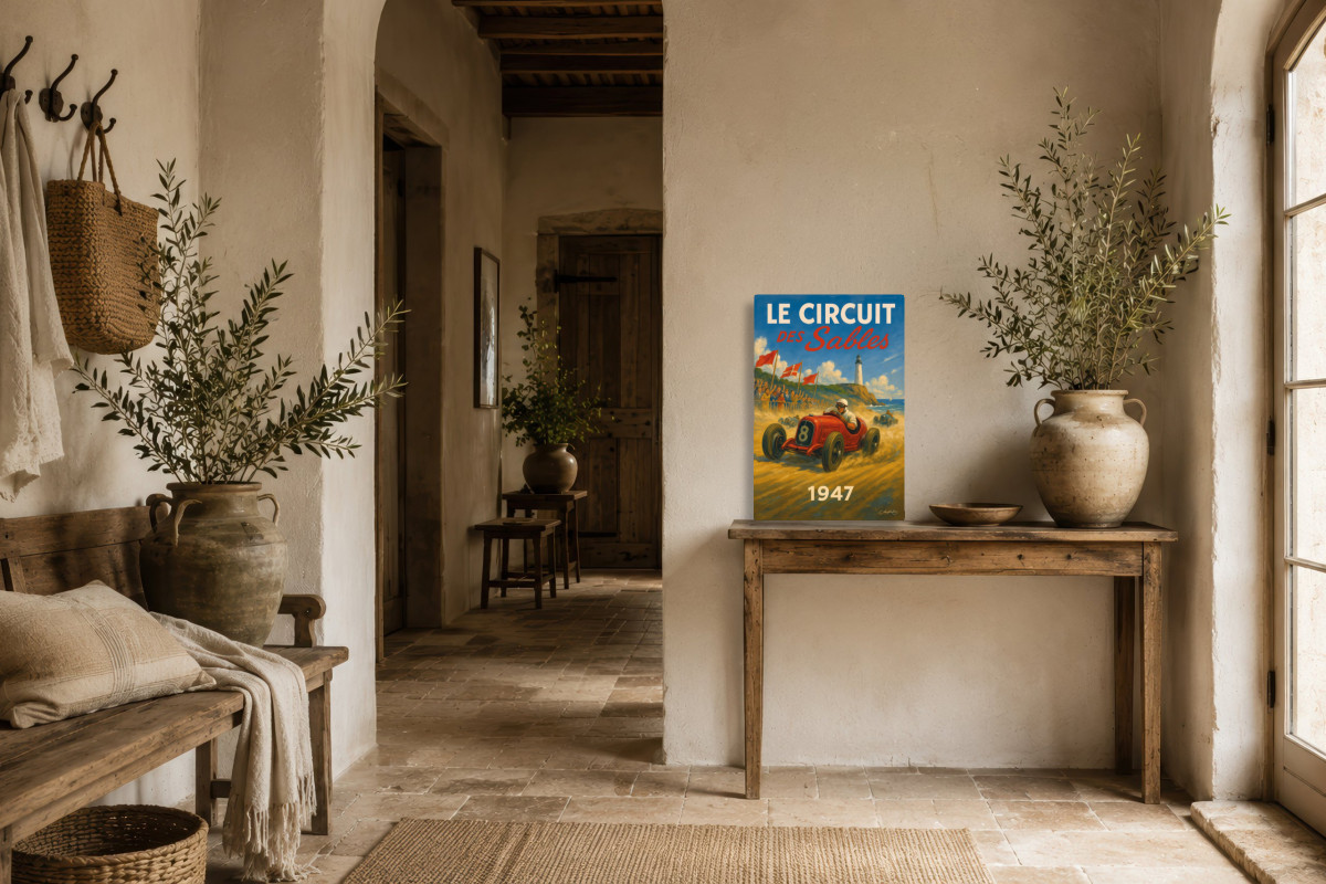 V01-13, Affiche vintage sport - Le Circuit des Sables 1947