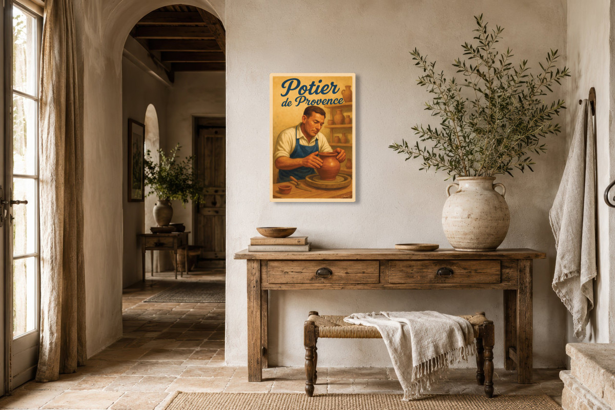 V01-12, Affiche vintage métiers anciens - Potier de Provence