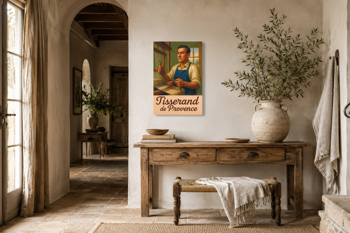 V01-12, Affiche vintage métiers anciens - Tisserand de Provence